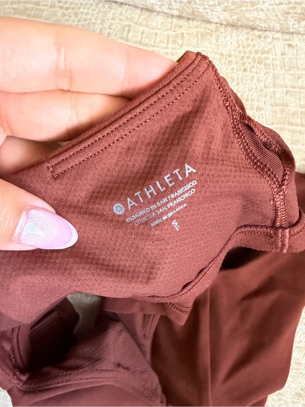 Athleta Rust-Brown Salutation V-Neck Cropped Cami S A-C Cup View 3